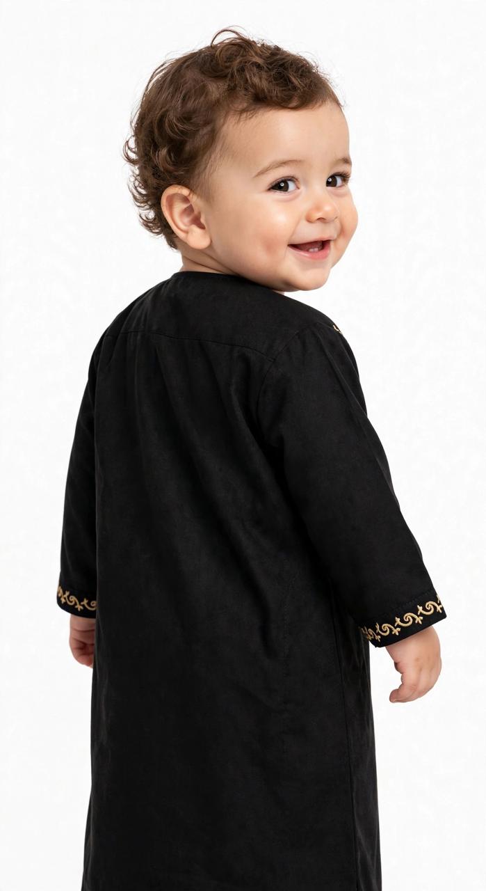 Boys Arabic Thobe (Jubba) With Embroidery | Soft Comfortable Islamic Outfit for Kids (0–6 Years)